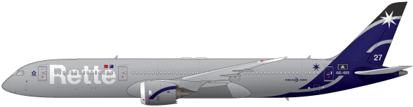 Boeing 787 Dreamliner in Rette livery digital illustrtation by thealphastate