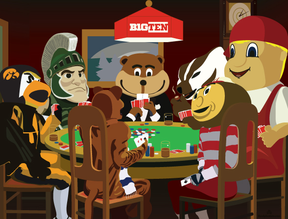 Big Ten Mascots Playing Poker mural by thealphastate