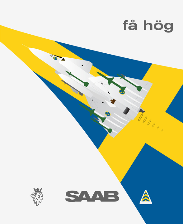 SAAB Viggen plakatstil poster by thealphastate
